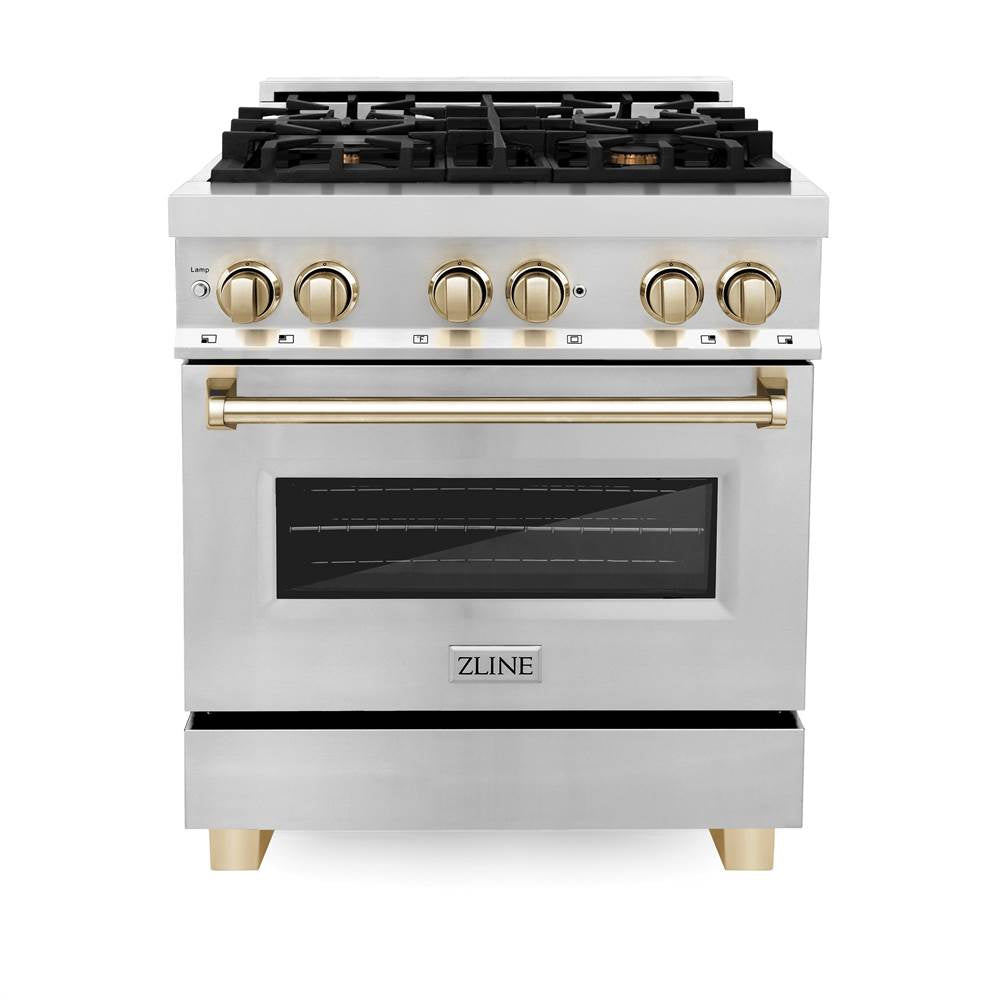 Autograph Edition 30'' 4.0 cu.' Range with Gas Stove and Gas Oven in Stainless Steel with Champagne Bronze Accents