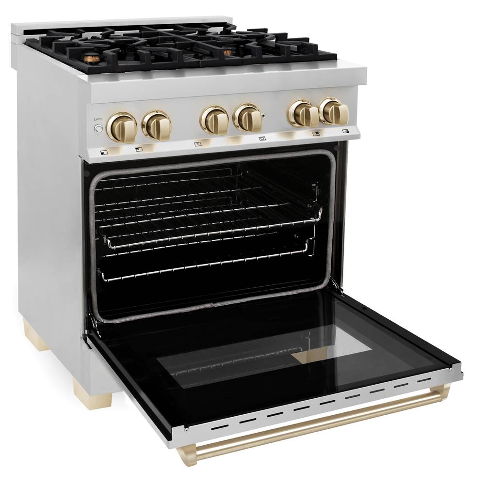 Autograph Edition 30'' 4.0 cu.' Range with Gas Stove and Gas Oven in Stainless Steel with Champagne Bronze Accents