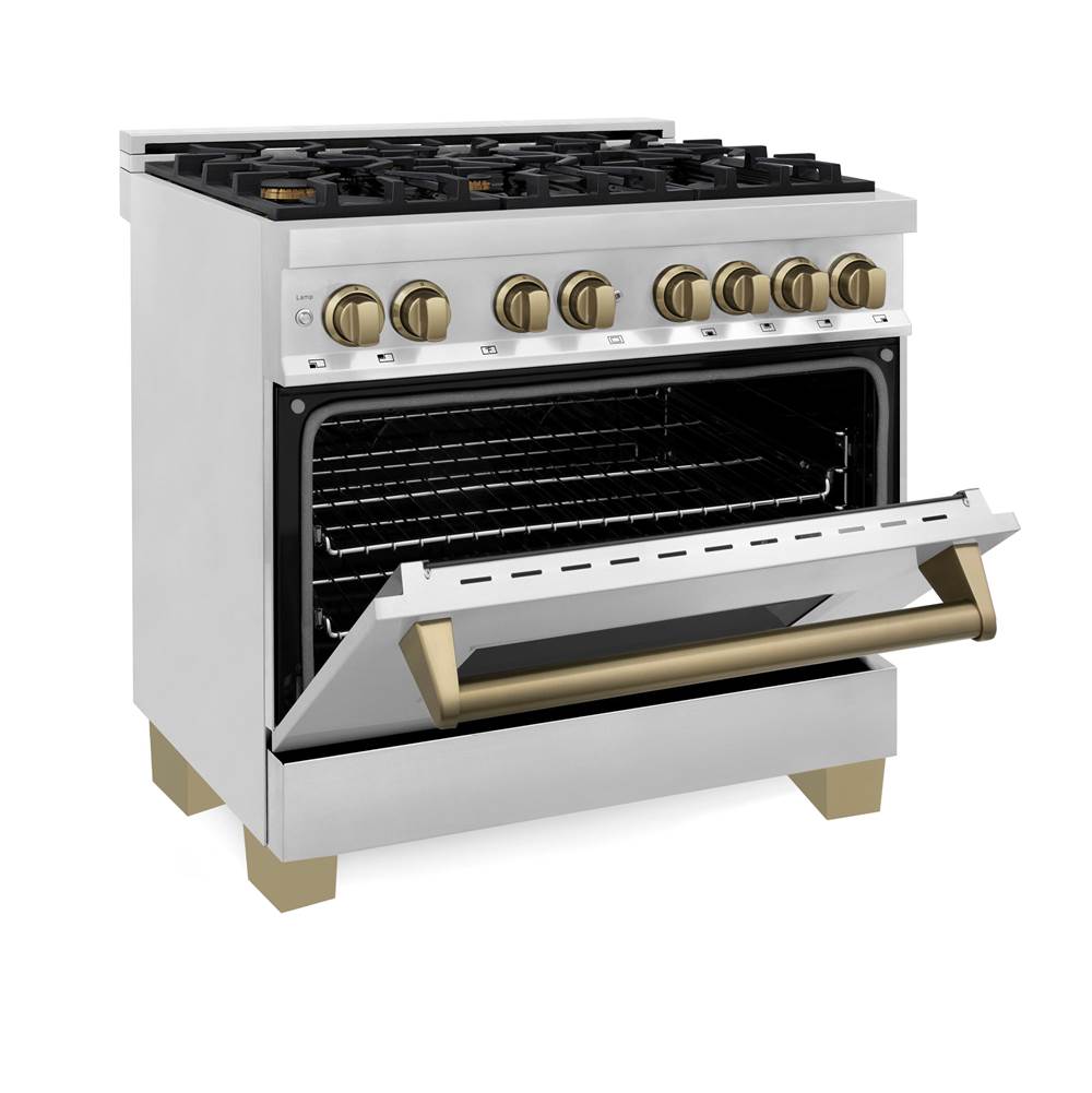 Autograph Edition 36'' 4.6 cu.' Range with Gas Stove and Gas Oven in Stainless Steel with Champagne Bronze Accents