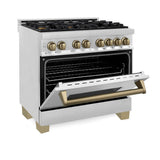 Autograph Edition 36'' 4.6 cu.' Range with Gas Stove and Gas Oven in Stainless Steel with Champagne Bronze Accents