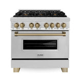 Autograph Edition 36'' 4.6 cu.' Range with Gas Stove and Gas Oven in Stainless Steel with Champagne Bronze Accents