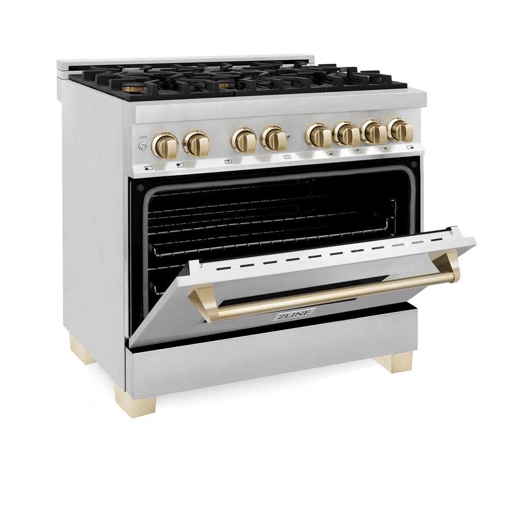 Autograph Edition 36'' 4.6 cu.' Range with Gas Stove and Gas Oven in Stainless Steel with Champagne Bronze Accents