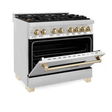 Autograph Edition 36'' 4.6 cu.' Range with Gas Stove and Gas Oven in Stainless Steel with Champagne Bronze Accents