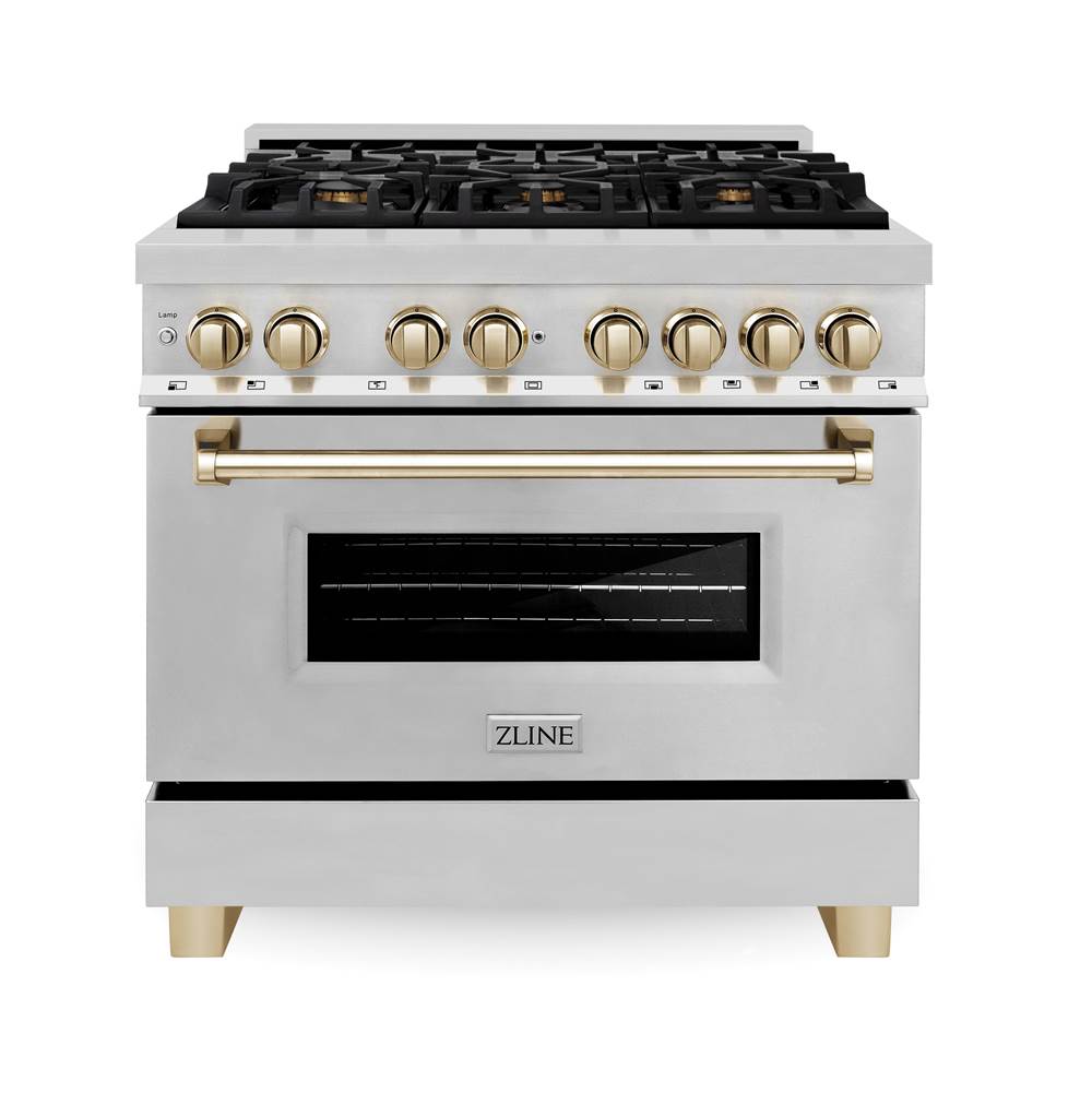 Autograph Edition 36'' 4.6 cu.' Range with Gas Stove and Gas Oven in Stainless Steel with Champagne Bronze Accents