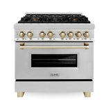 Autograph Edition 36'' 4.6 cu.' Range with Gas Stove and Gas Oven in Stainless Steel with Champagne Bronze Accents