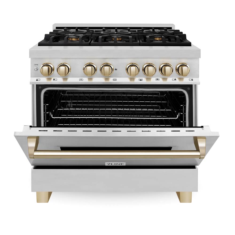 Autograph Edition 36'' 4.6 cu.' Range with Gas Stove and Gas Oven in Stainless Steel with Champagne Bronze Accents