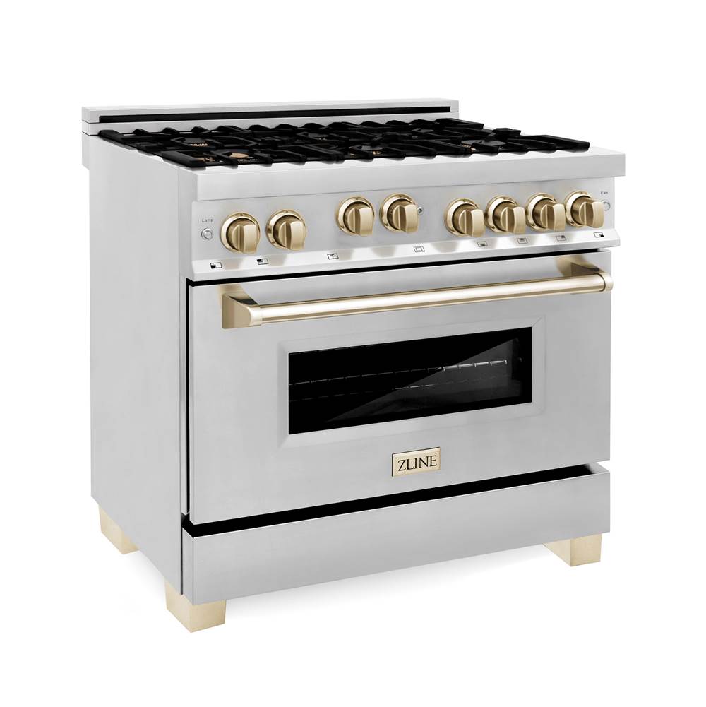 Z-Line - Autograph Edition 36'' 4.6 cu.' Range with Gas Stove and Gas Oven in Stainless Steel with Matte Black Accents - Matte Black