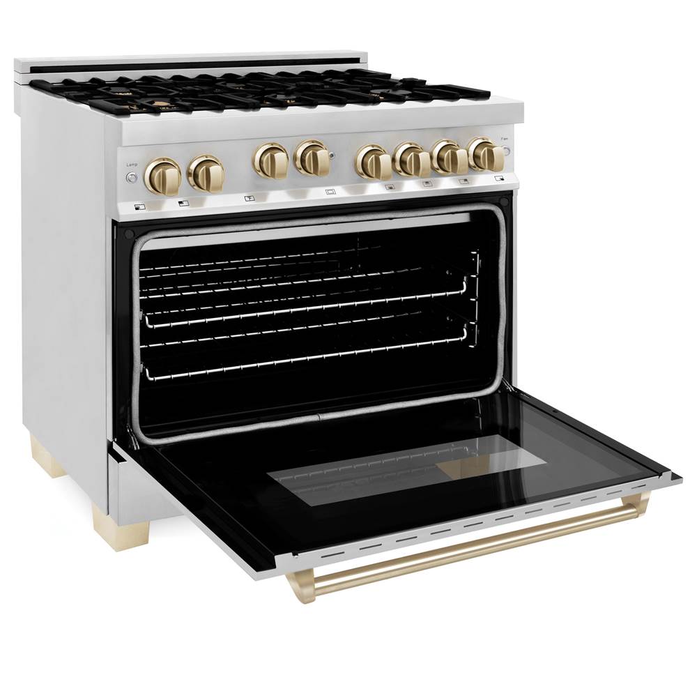 Autograph Edition 36'' 4.6 cu.' Range with Gas Stove and Gas Oven in Stainless Steel with Champagne Bronze Accents