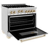 Autograph Edition 36'' 4.6 cu.' Range with Gas Stove and Gas Oven in Stainless Steel with Champagne Bronze Accents