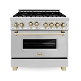 Autograph Edition 36'' 4.6 cu.' Range with Gas Stove and Gas Oven in Stainless Steel with Champagne Bronze Accents