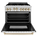 Autograph Edition 36'' 4.6 cu.' Range with Gas Stove and Gas Oven in Stainless Steel with Champagne Bronze Accents