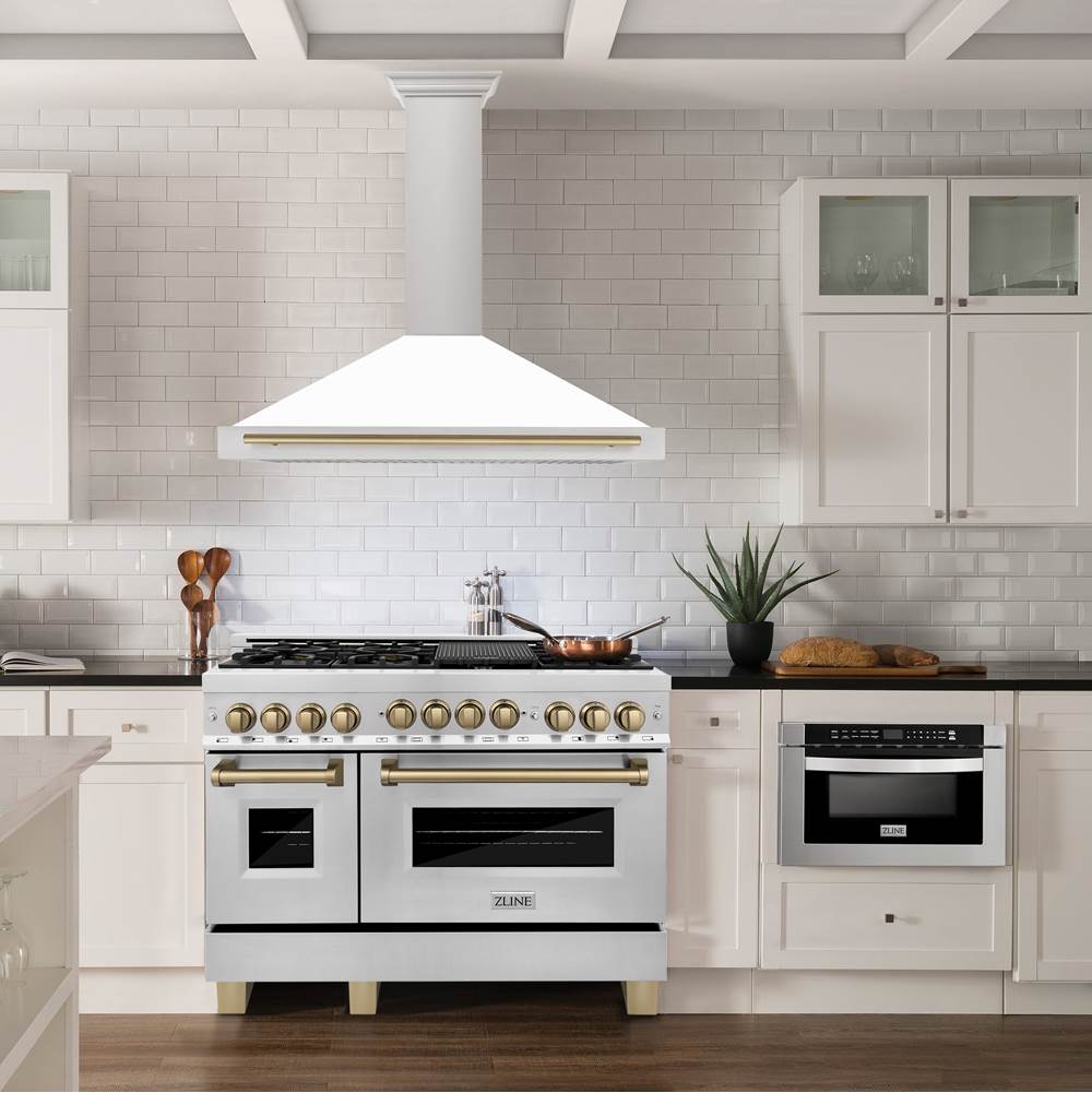 Autograph Edition 48'' 6.0 cu.' Range with Gas Stove and Gas Oven in Stainless Steel with Champagne Bronze Accents