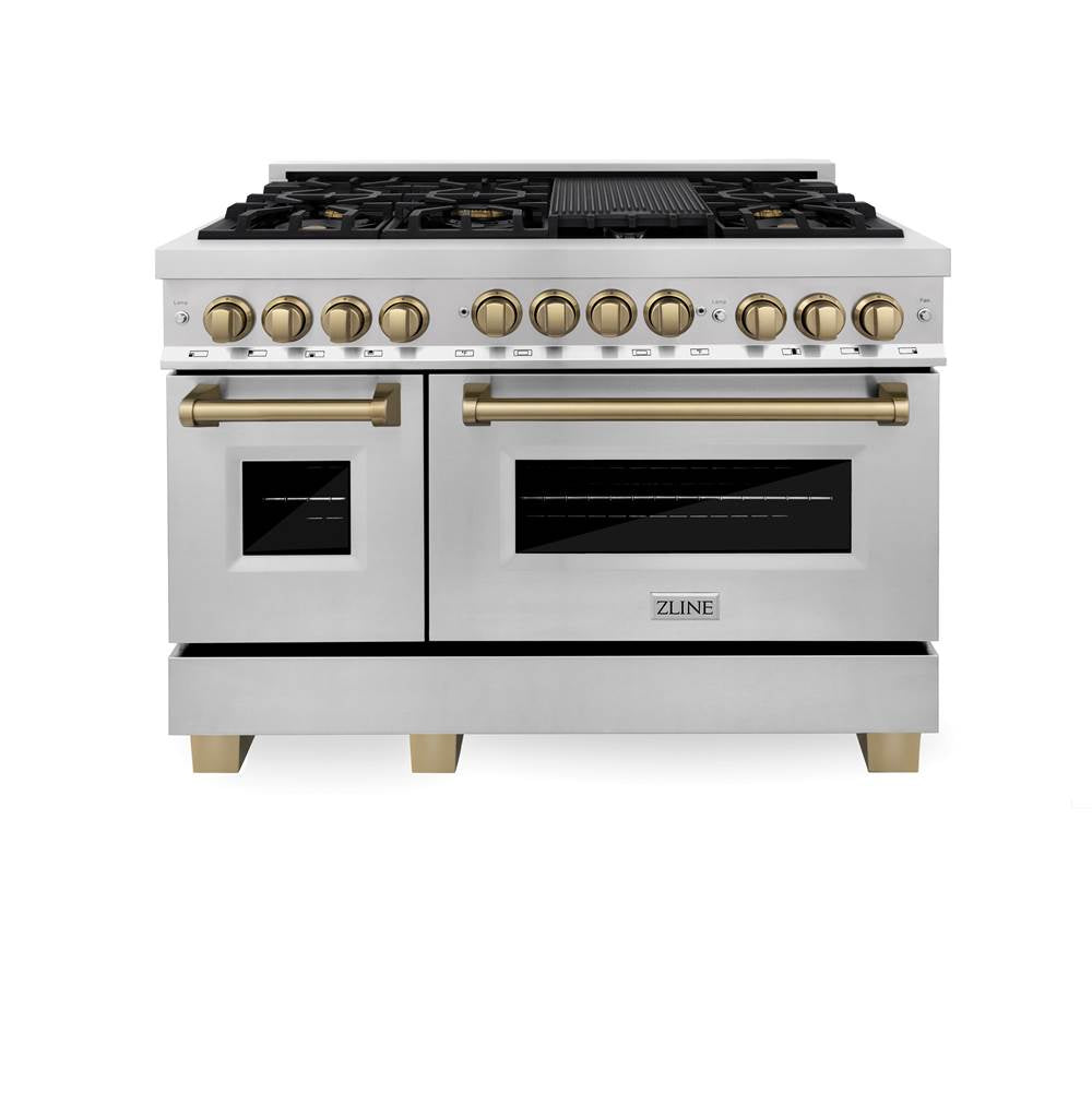 Autograph Edition 48'' 6.0 cu.' Range with Gas Stove and Gas Oven in Stainless Steel with Champagne Bronze Accents