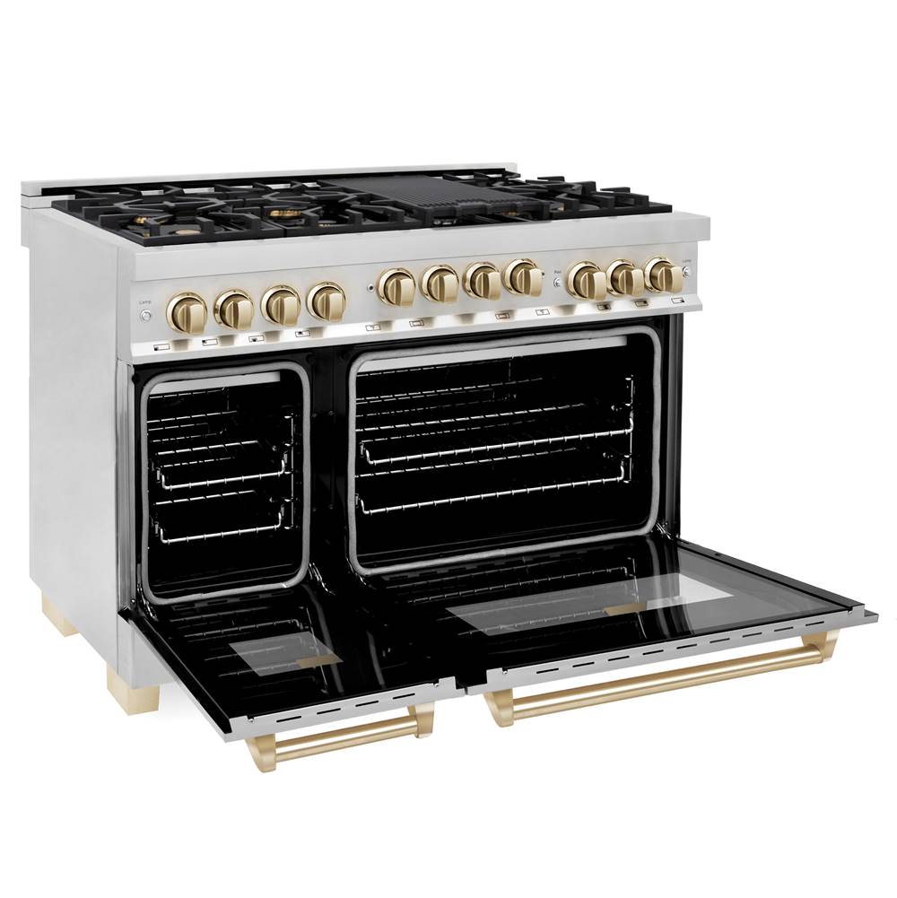 Autograph Edition 48'' 6.0 cu.' Range with Gas Stove and Gas Oven in Stainless Steel with Champagne Bronze Accents