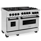 Z-Line - Autograph Edition 48'' 6.0 cu.' Range with Gas Stove and Gas Oven in Stainless Steel with Matte Black Accents - Matte Black