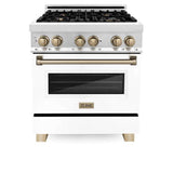 Autograph Edition 30'' 4.0 cu.' Range with Gas Stove and Gas Oven in Stainless Steel with White Matte Door and Champagne Bronze Accents