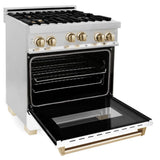 Autograph Edition 30'' 4.0 cu.' Range with Gas Stove and Gas Oven in Stainless Steel with White Matte Door and Champagne Bronze Accents