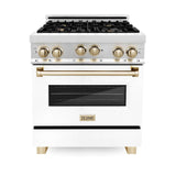 Autograph Edition 30'' 4.0 cu.' Range with Gas Stove and Gas Oven in Stainless Steel with White Matte Door and Champagne Bronze Accents