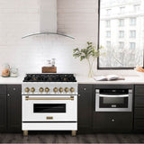 Autograph Edition 36'' 4.6 cu.' Range with Gas Stove and Gas Oven in Stainless Steel with White Matte Door and Champagne Bronze Accents