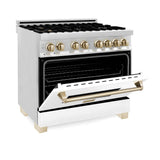 Autograph Edition 36'' 4.6 cu.' Range with Gas Stove and Gas Oven in Stainless Steel with White Matte Door and Champagne Bronze Accents