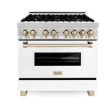 Autograph Edition 36'' 4.6 cu.' Range with Gas Stove and Gas Oven in Stainless Steel with White Matte Door and Champagne Bronze Accents