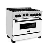 Z-Line - Autograph Edition 36'' 4.6 cu.' Range with Gas Stove and Gas Oven in Stainless Steel with White Matte Door and Matte Black Accents (RGZ-36-MB) - Matte Black