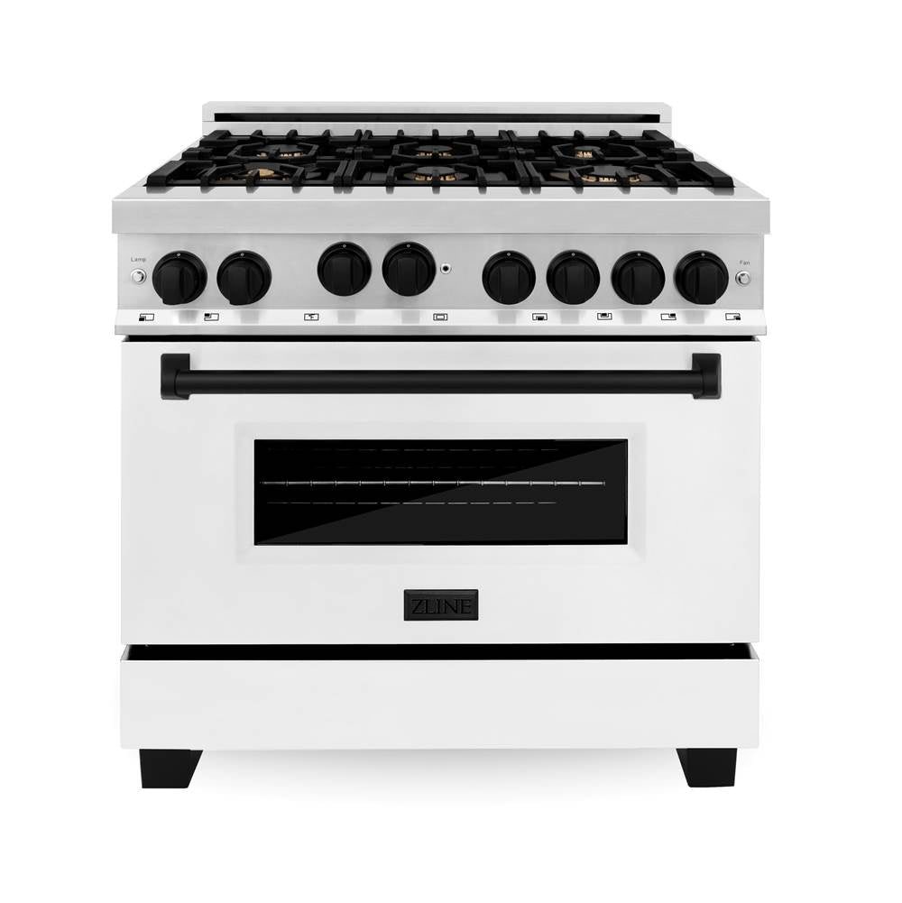 Autograph Edition 36'' 4.6 cu.' Range with Gas Stove and Gas Oven in Stainless Steel with White Matte Door and Champagne Bronze Accents