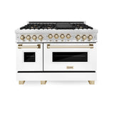 Autograph Edition 48'' 6.0 cu.' Range with Gas Stove and Gas Oven in Stainless Steel with White Matte Door and Champagne Bronze Accents