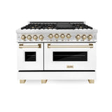 Autograph Edition 48'' 6.0 cu.' Range with Gas Stove and Gas Oven in Stainless Steel with White Matte Door and Champagne Bronze Accents