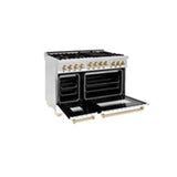 Autograph Edition 48'' 6.0 cu.' Range with Gas Stove and Gas Oven in Stainless Steel with White Matte Door and Champagne Bronze Accents