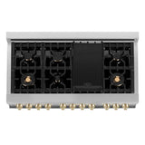 Autograph Edition 48'' 6.0 cu.' Range with Gas Stove and Gas Oven in Stainless Steel with White Matte Door and Champagne Bronze Accents