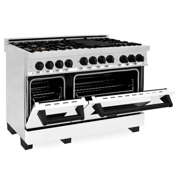 Autograph Edition 48'' 6.0 cu.' Range with Gas Stove and Gas Oven in Stainless Steel with White Matte Door and Champagne Bronze Accents
