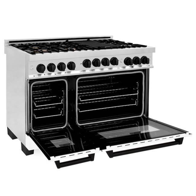 Autograph Edition 48'' 6.0 cu.' Range with Gas Stove and Gas Oven in Stainless Steel with White Matte Door and Champagne Bronze Accents