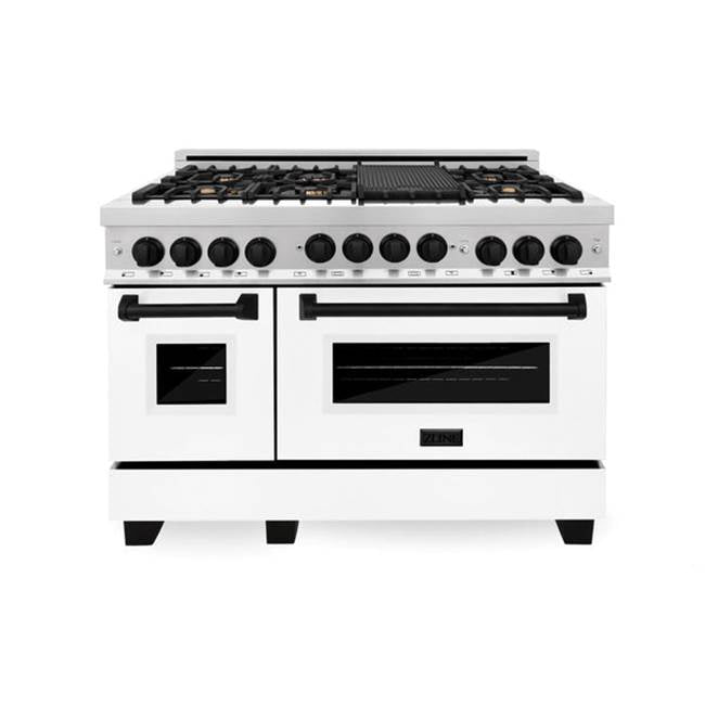 Autograph Edition 48'' 6.0 cu.' Range with Gas Stove and Gas Oven in Stainless Steel with White Matte Door and Champagne Bronze Accents