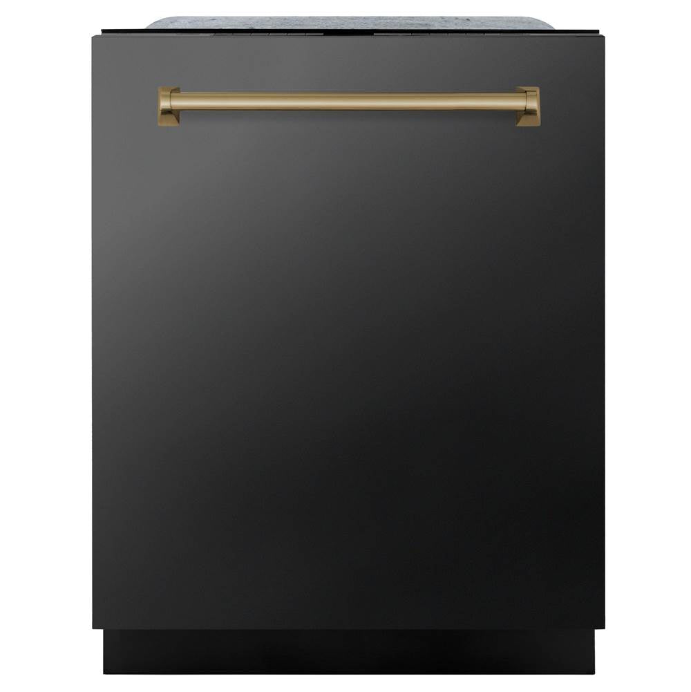 Z-Line - Autograph Edition 24'' 3rd Rack Top Touch Control Tall Tub Dishwasher in Black Stainless Steel with Champagne Bronze Handle, 45dBa - Black Stainless Steel