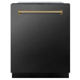 Z-Line - Autograph Edition 24'' 3rd Rack Top Touch Control Tall Tub Dishwasher in Black Stainless Steel with Champagne Bronze Handle, 45dBa - Black Stainless Steel