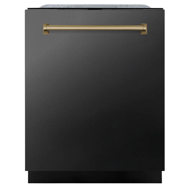 Z-Line - Autograph Edition 24'' 3rd Rack Top Touch Control Tall Tub Dishwasher in Black Stainless Steel with Champagne Bronze Handle, 45dBa - Black Stainless Steel