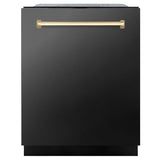 Z-Line - Autograph Edition 24'' 3rd Rack Top Touch Control Tall Tub Dishwasher in Black Stainless Steel with Gold Handle, 45dBa - Black Stainless Steel