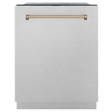 Z-Line - Autograph Edition 24'' 3rd Rack Top Touch Control Tall Tub Dishwasher in DuraSnow Stainless Steel with Champagne Bronze Handle, 51dBa - DuraSnow Stainless Steel