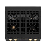 Autograph Edition 30'' Porcelain Rangetop with 4 Gas Burners in Black Stainless Steel and Champagne Bronze Accents