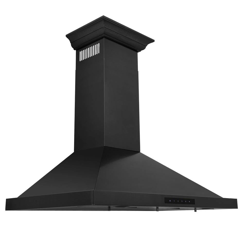Z-Line - Convertible Vent Wall Mount Range Hood in Black Stainless Steel with Crown Molding (BSKBNCRN)