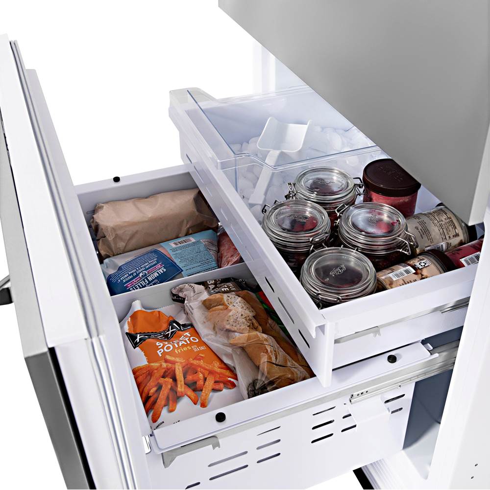 30'' 16.1 cu. ft. Built-In 2-Door Bottom Freezer Refrigerator with Internal Water and Ice Dispenser in Stainless Steel