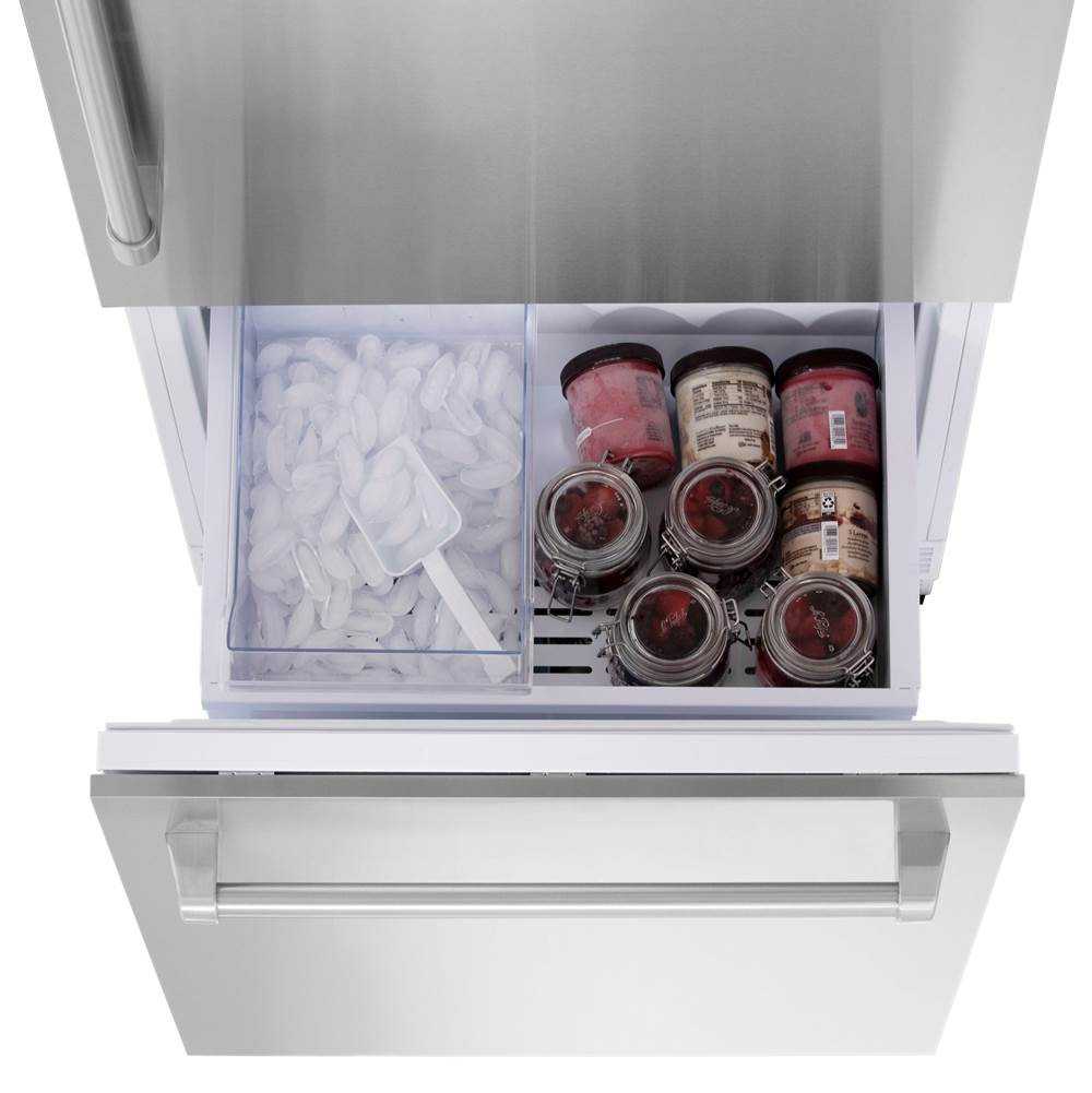 30'' 16.1 cu. ft. Built-In 2-Door Bottom Freezer Refrigerator with Internal Water and Ice Dispenser in Stainless Steel