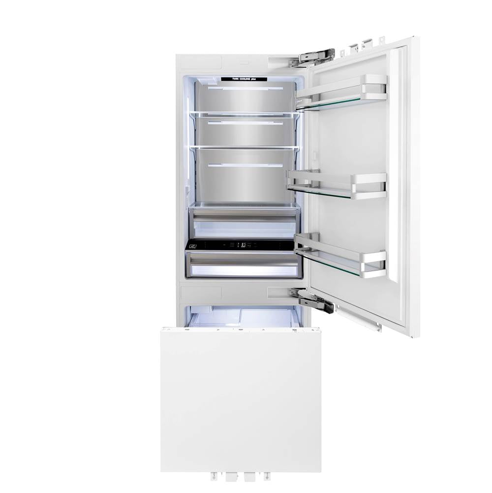 30'' 16.1 cu. ft. Panel Ready Built-In 2-Door Bottom Freezer Refrigerator with Internal Water and Ice Dispenser