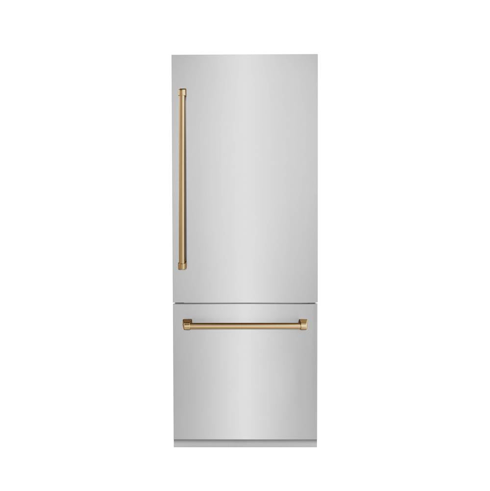 Z-Line - 30 Autograph Edition 16.1 cu. ft. Built-in 2-Door Bottom Freezer Refrigerator with Internal Water and Ice Dispenser in Stainless Steel with Champagne Bronze Accents - Champagne Bronze