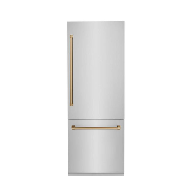 Z-Line - 30 Autograph Edition 16.1 cu. ft. Built-in 2-Door Bottom Freezer Refrigerator with Internal Water and Ice Dispenser in Stainless Steel with Champagne Bronze Accents - Champagne Bronze
