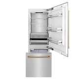30 Autograph Edition 16.1 cu. ft. Built-in 2-Door Bottom Freezer Refrigerator with Internal Water and Ice Dispenser in Stainless Steel with Champagne Bronze Accents