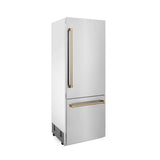 30 Autograph Edition 16.1 cu. ft. Built-in 2-Door Bottom Freezer Refrigerator with Internal Water and Ice Dispenser in Stainless Steel with Champagne Bronze Accents
