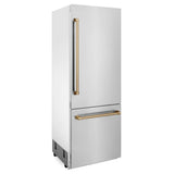 30 Autograph Edition 16.1 cu. ft. Built-in 2-Door Bottom Freezer Refrigerator with Internal Water and Ice Dispenser in Stainless Steel with Champagne Bronze Accents