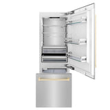 30 Autograph Edition 16.1 cu. ft. Built-in 2-Door Bottom Freezer Refrigerator with Internal Water and Ice Dispenser in Stainless Steel with Champagne Bronze Accents